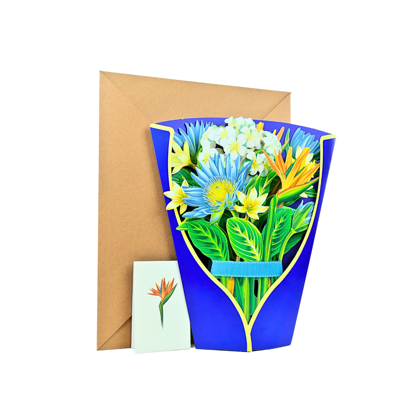 Tarjeta De Felicitaciones Bouquet De Flores 3D Ave Del Paraíso