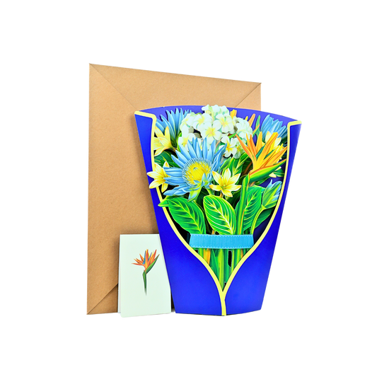 Tarjeta De Felicitaciones Bouquet De Flores 3D Ave Del Paraíso