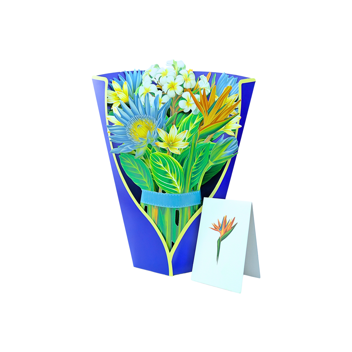 Tarjeta De Felicitaciones Bouquet De Flores 3D Ave Del Paraíso