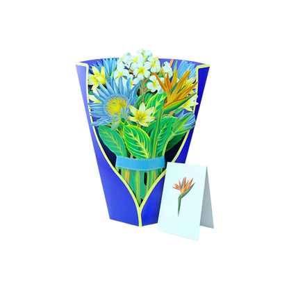 Tarjeta De Felicitaciones Bouquet De Flores 3D Ave Del Paraíso