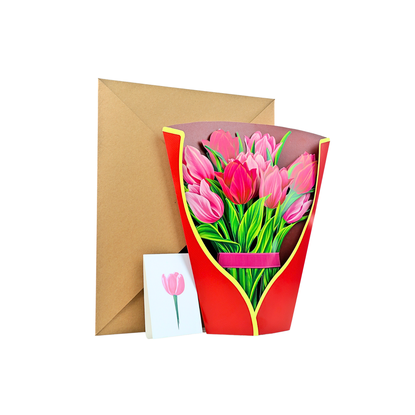 Tarjeta De Felicitaciones Bouquet De Flores 3D Tulipán