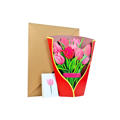Tarjeta De Felicitaciones Bouquet De Flores 3D Tulipán
