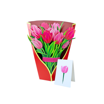Tarjeta De Felicitaciones Bouquet De Flores 3D Tulipán