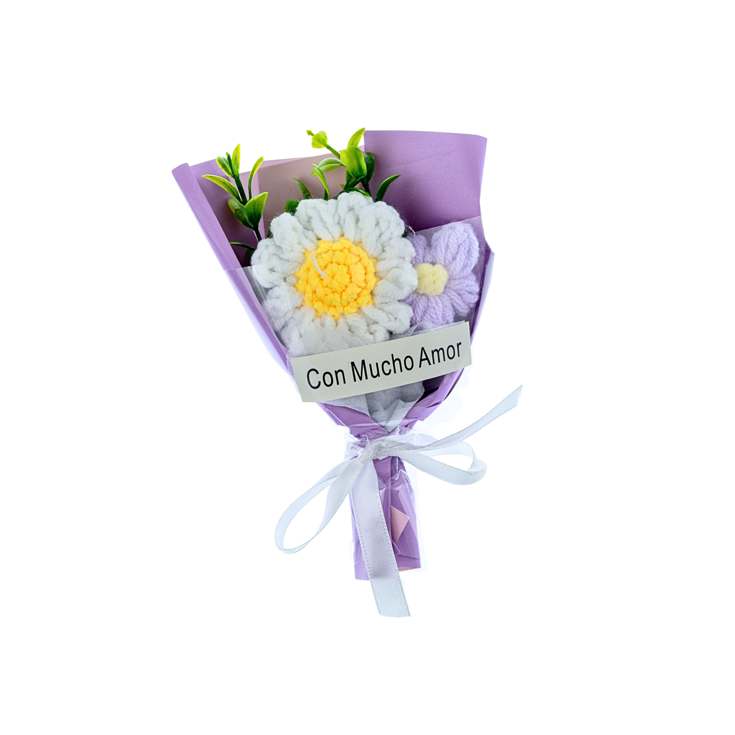 Ramo de Flores Eternas Crochet Regalo Morado