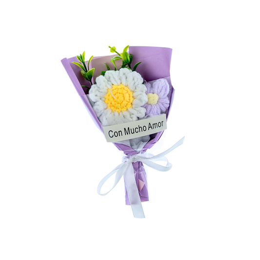 Ramo de Flores Eternas Crochet Regalo Morado