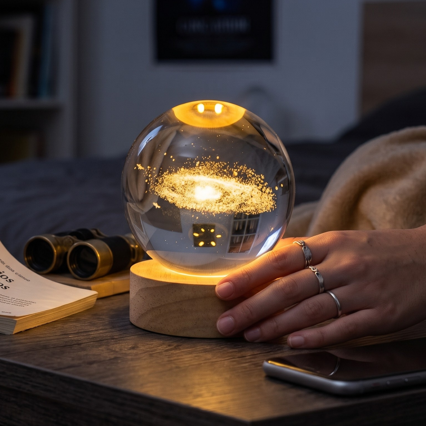 Lámpara Bola de Cristal 3D LED Galaxia