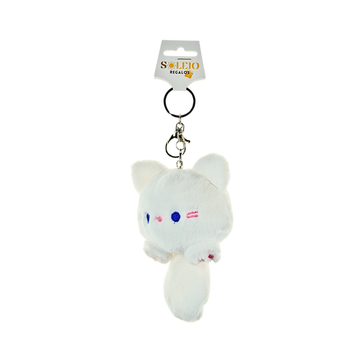 Llavero De Peluche Colgante Gatito Cute Blanco