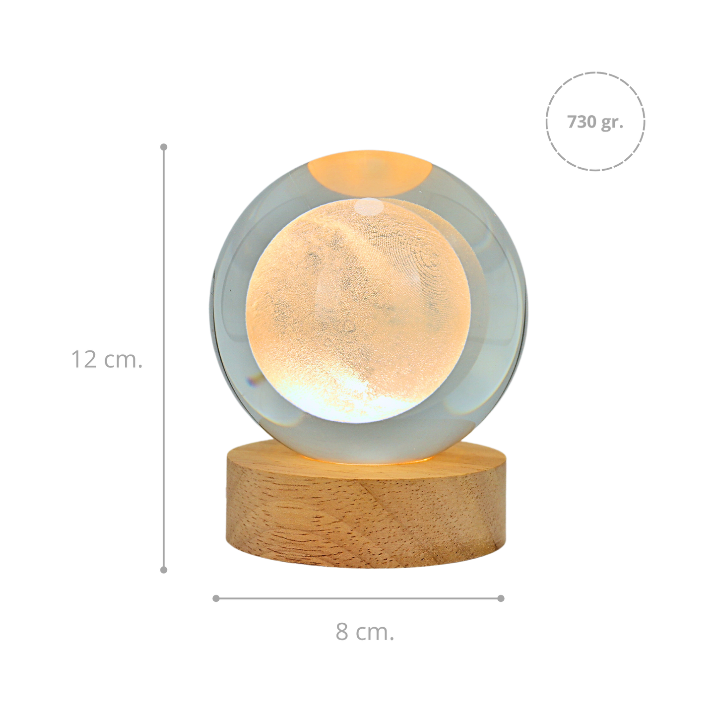 Lámpara Bola de Cristal 3D LED Luna