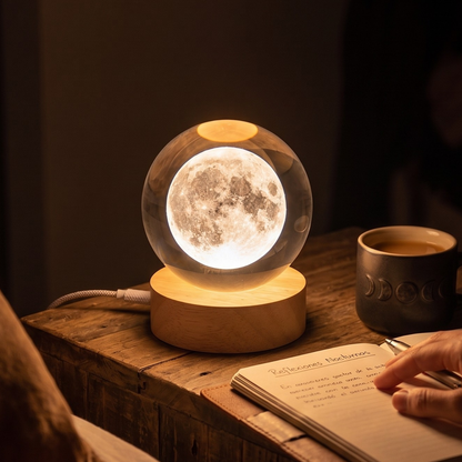 Lámpara Bola de Cristal 3D LED Luna