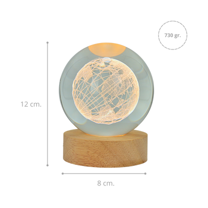 Lámpara Bola de Cristal 3D LED Mundo