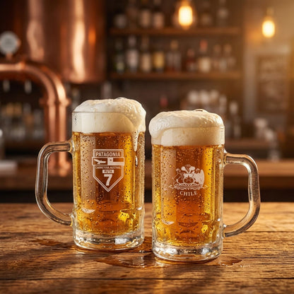 Set 2 Vasos Shop Cervecero Escudo y Patagonia Chile 425 ml
