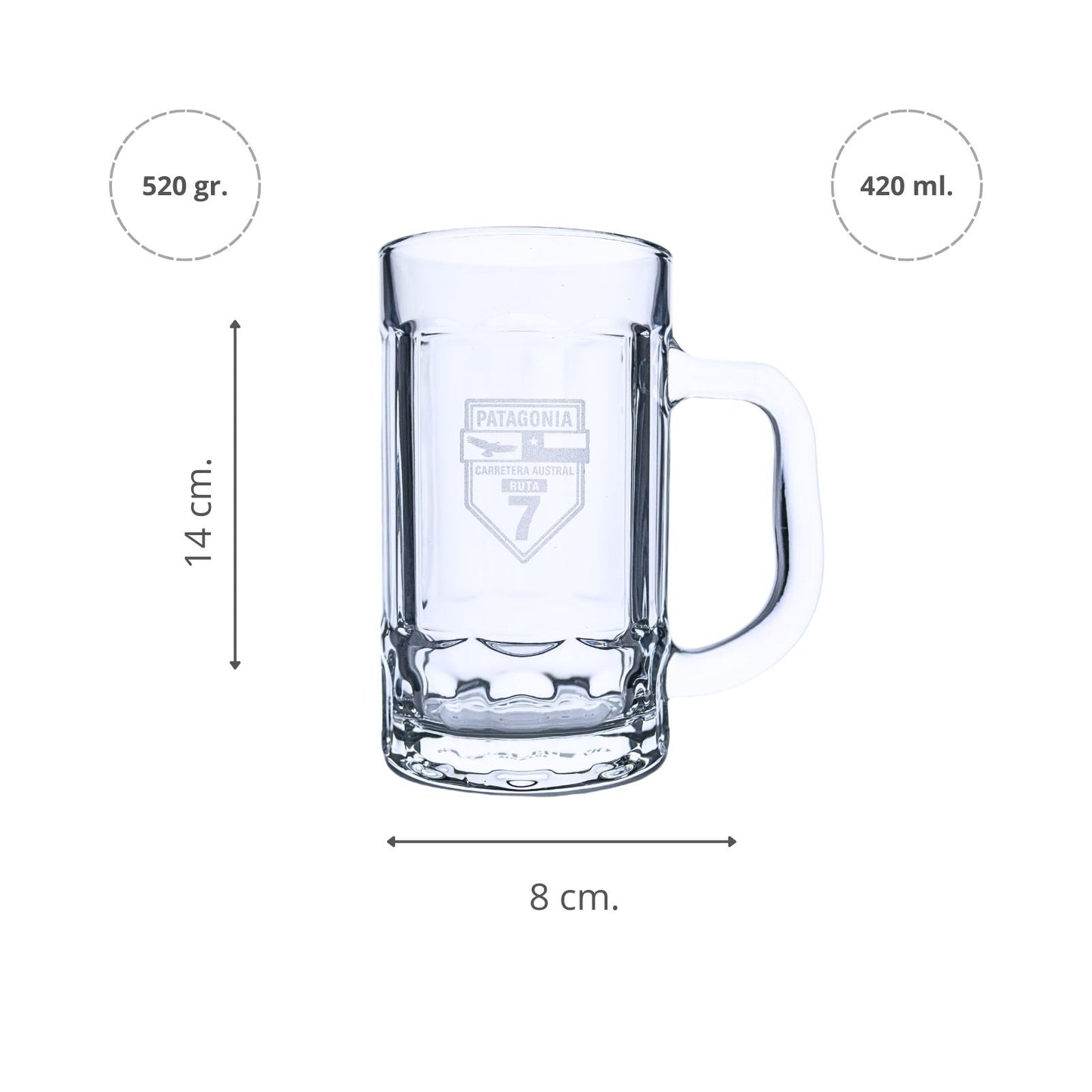 Set 2 Vasos Shop Cervecero Escudo y Patagonia Chile 425 ml