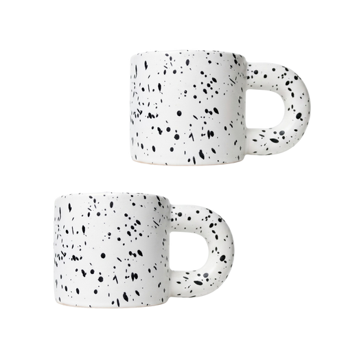 Set 2 Tazones De Cerámica Estilo Nórdico Blanco Pintas