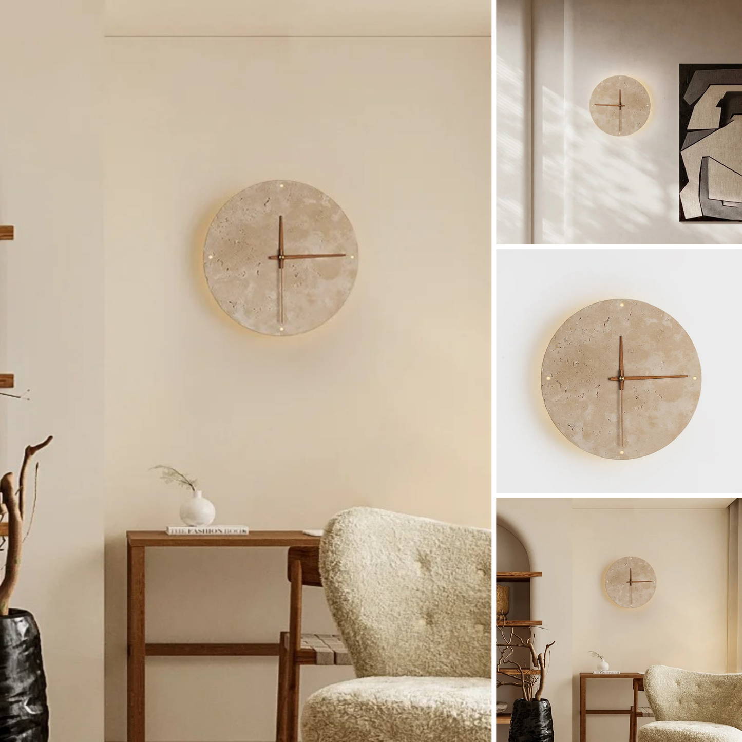 Reloj de Pared LED de Piedra Natural
