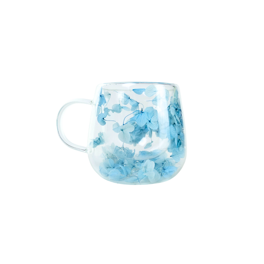 Taza Doble Pared Con Flores Celestes