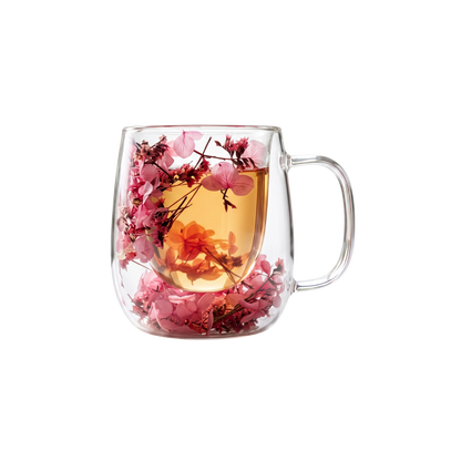 Taza de Vidrio Flores Eternas Rosado 125 ml