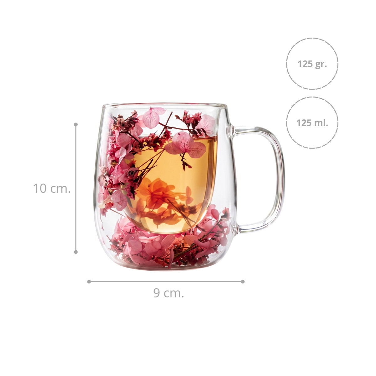 Taza de Vidrio Flores Eternas Rosado 125 ml