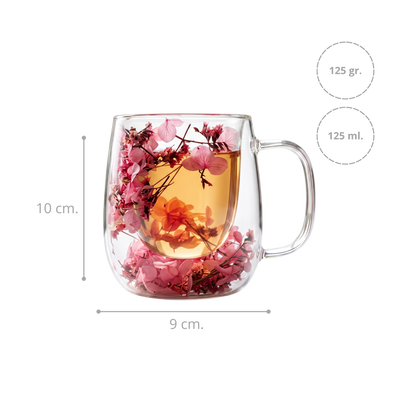 Taza de Vidrio Flores Eternas Rosado 125 ml