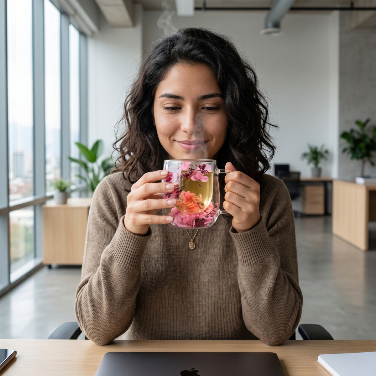 Taza de Vidrio Flores Eternas Rosado 125 ml