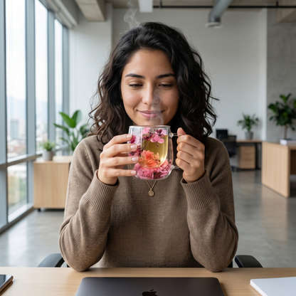 Taza de Vidrio Flores Eternas Rosado 125 ml