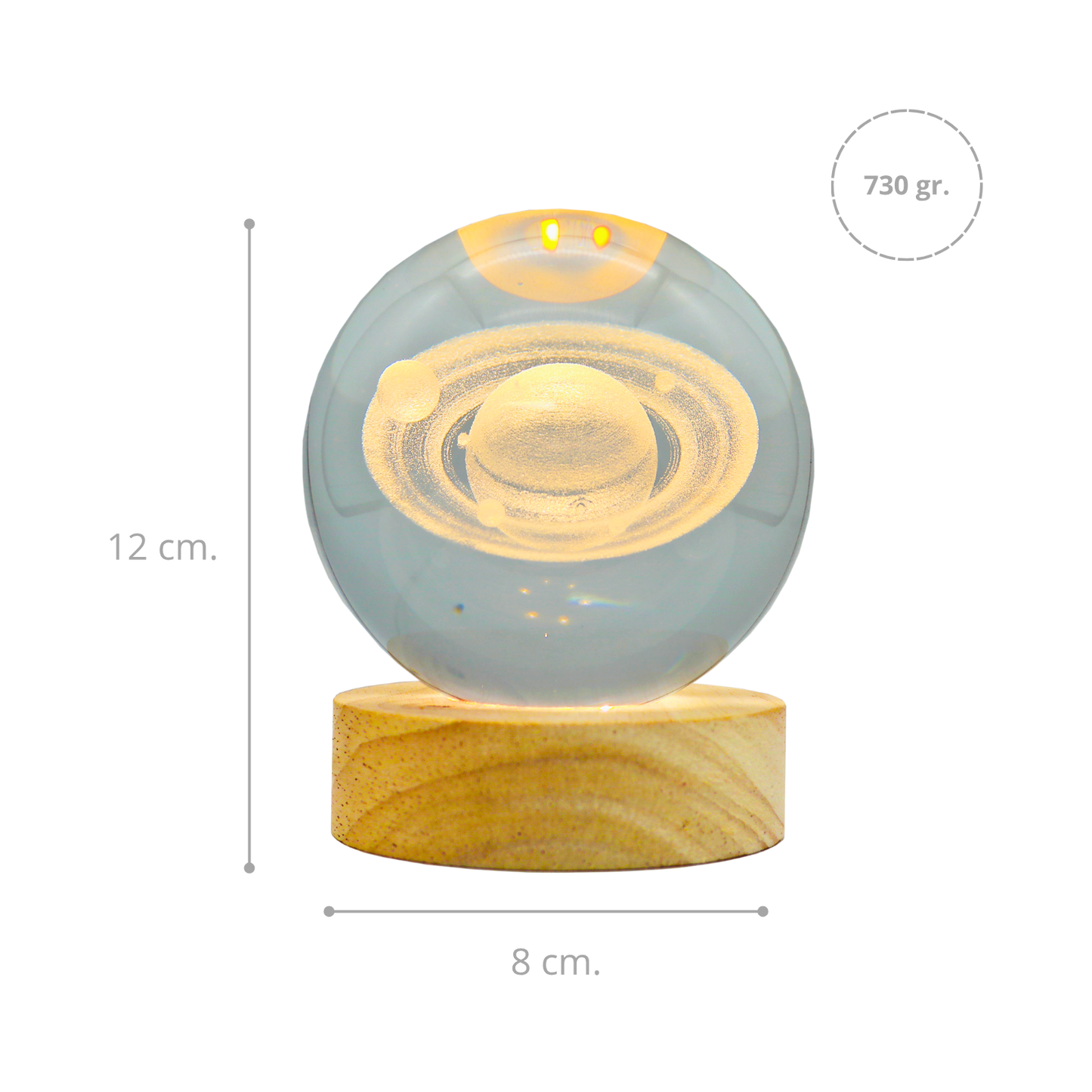 Lámpara Bola de Cristal 3D LED Saturno