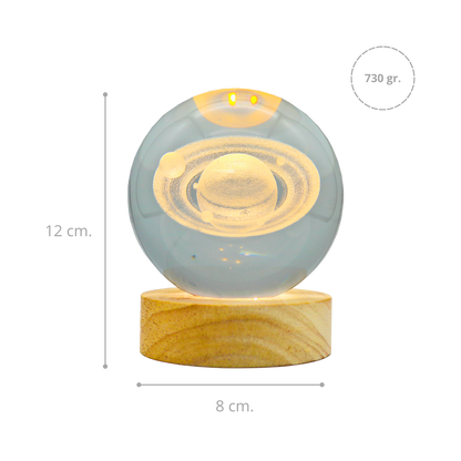 Lámpara Bola de Cristal 3D LED Saturno