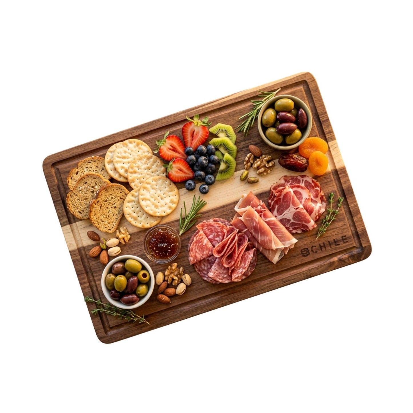 Tabla de Picoteo y Corte Madera de Acacia Chile Souvenir