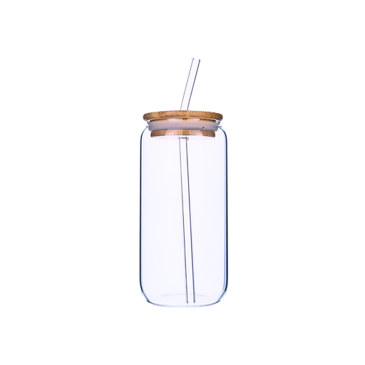 Vaso De Vidrio Con Tapa De Bambú