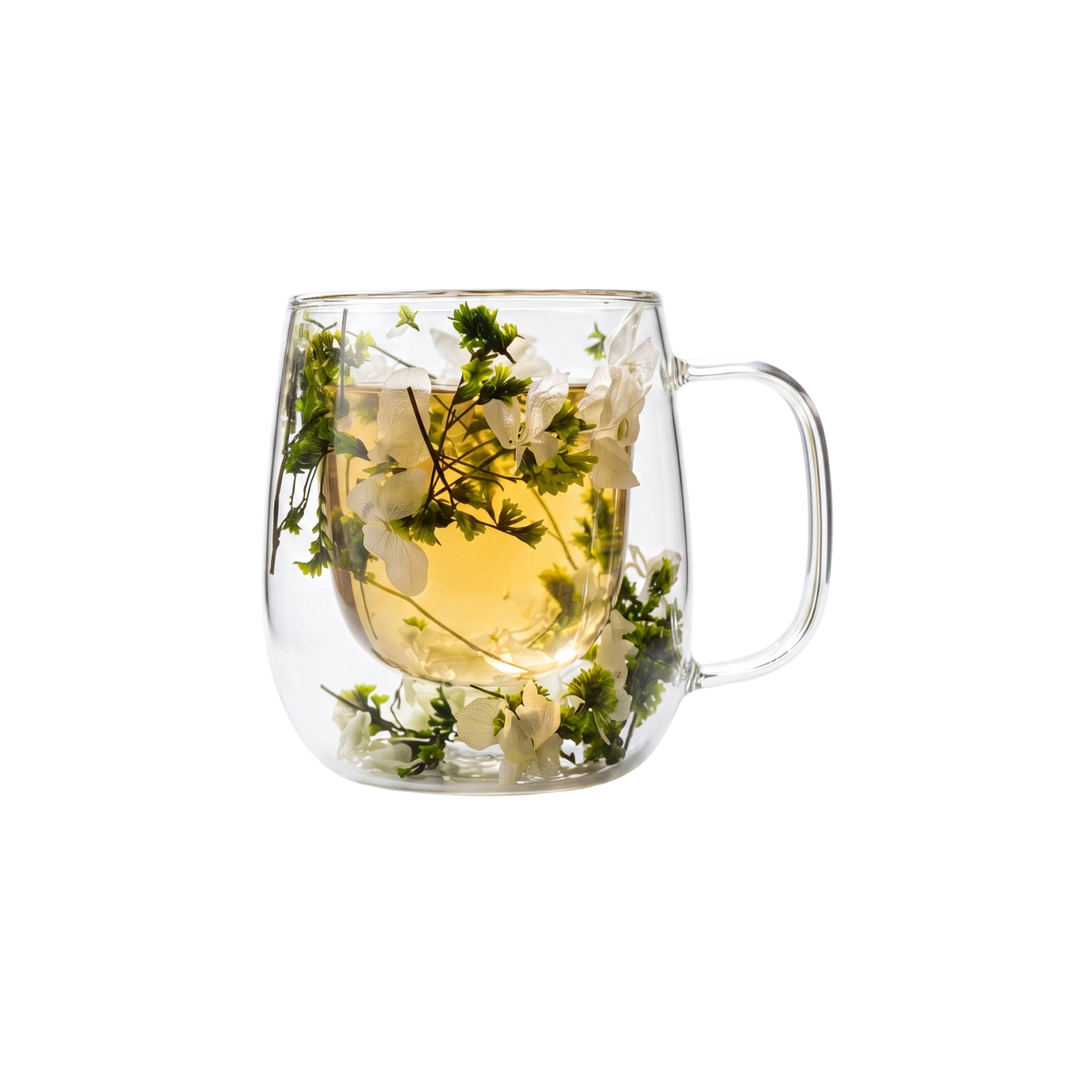 Taza de Vidrio Flores Eternas Verde 125 ml