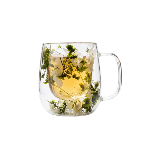 Taza de Vidrio Flores Eternas Verde 125 ml