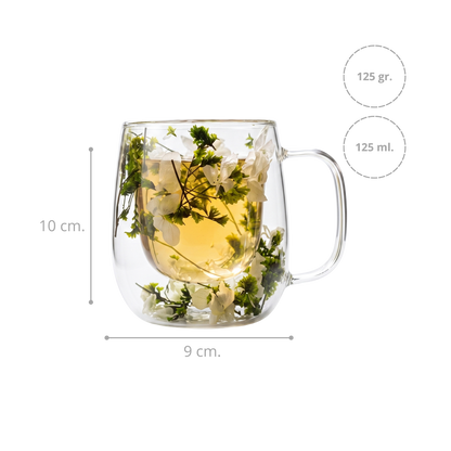 Taza de Vidrio Flores Eternas Verde 125 ml